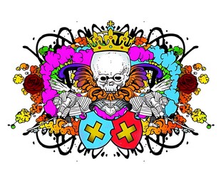 彩色骷髅装饰艺术图案