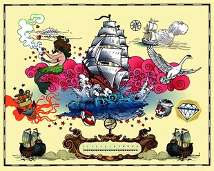 奇幻航海插画多彩海洋世界