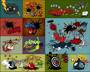 卡通爆炸特效插画集合