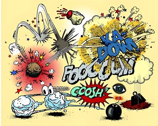 多彩卡通爆炸元素插画