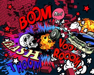 动感潮流爆炸风格插画