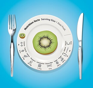 健康饮食盘上的奇异果