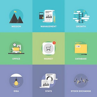 多彩平面风图标集合