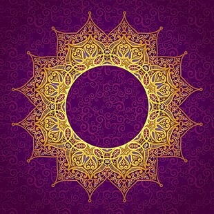 紫色背景金色曼陀罗图案