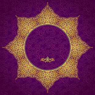 紫色背景金色曼陀罗图案