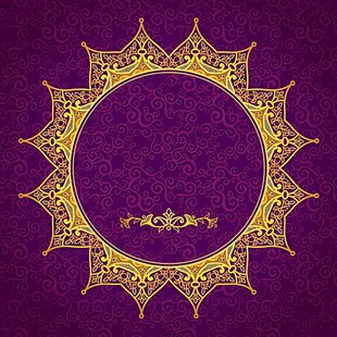 紫色背景金色曼陀罗花纹饰