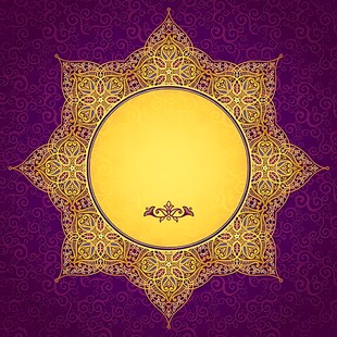 紫色背景金色曼陀罗图案