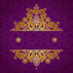 紫色背景的华丽金色装饰图案