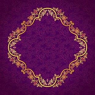 紫色背景金色华丽边框图案