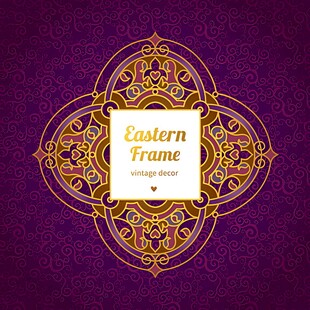 紫色东方风格装饰框架