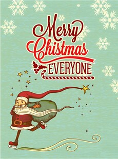 圣诞老人快乐滑雪贺圣诞