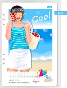 夏日海滩时尚女孩