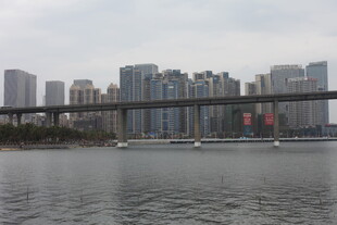 城市江河上的桥梁风景