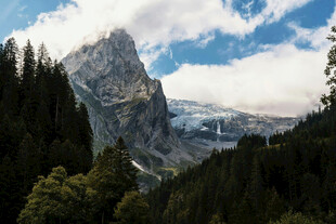 巍峨山峦间的葱郁山林