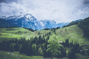 青山翠谷间的壮美雪山