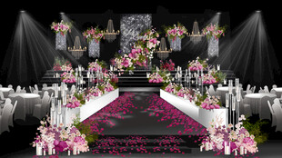 韩式水晶玫红色舞台效果图