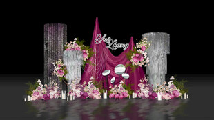 枚红色系婚礼舞台布置