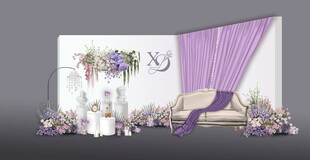 紫色浪漫婚礼场景布置