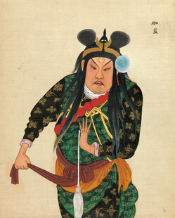 古代武将扮相人物持兵器图