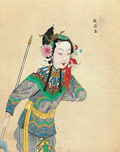 戏曲扮相的持剑人物