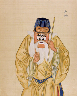 古代老者持杖画像