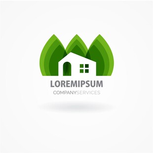 绿叶环绕的房屋标志