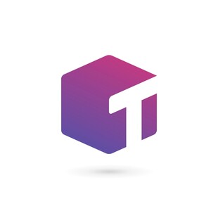 紫色立体字母T标志设计