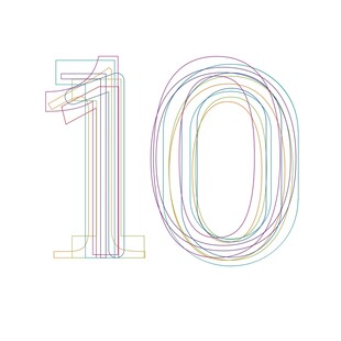 彩色线条勾勒的数字10