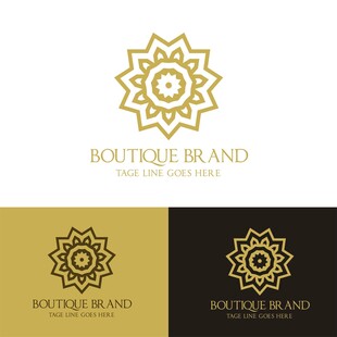 精品品牌金色花卉标志设计