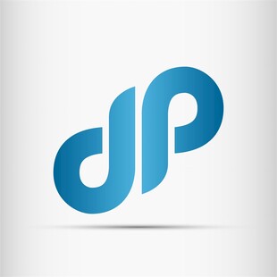 蓝色渐变字母DP标志设计