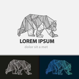 几何风格熊形图案设计