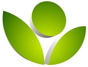 绿色人形叶状标志设计