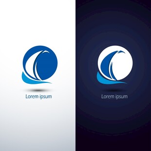 蓝白简约风圆形标志设计