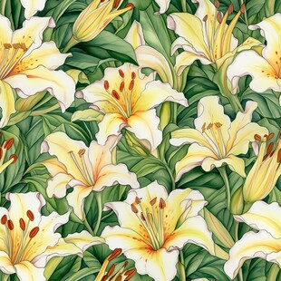 黄色百合花绽放美景无缝循环