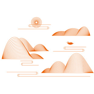 中式山水祥云花纹