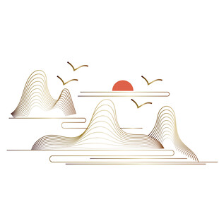 中式山水祥云花纹