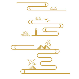 中式山水祥云花纹