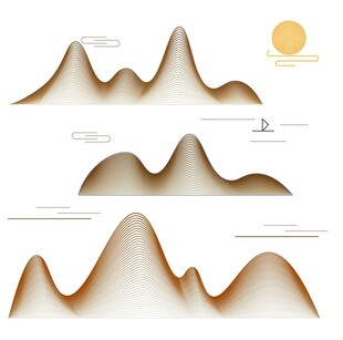 中式山水祥云花纹