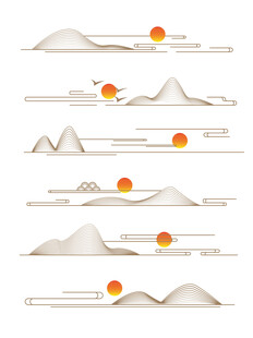 中式山水祥云花纹