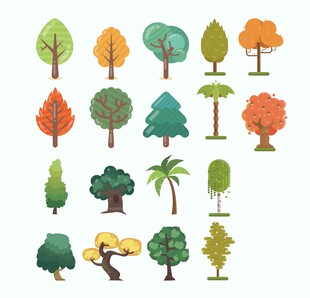 多样卡通树木集合
