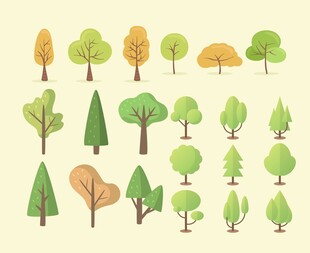 多样树木插画