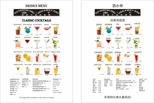 经典鸡尾酒饮品菜单展示