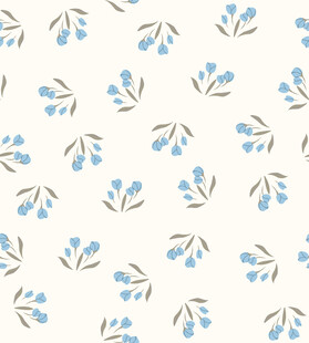 蓝花枝叶简约无缝图案