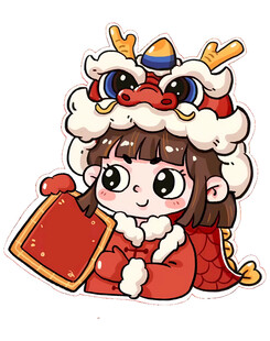 红衣萌娃扮龙年喜庆形象