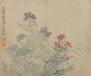 恽寿平中式花卉水墨画