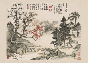 恽寿平水墨山水国画风景图