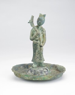 青铜持物人像及底座