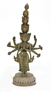 古代青铜多枝烛台摆件