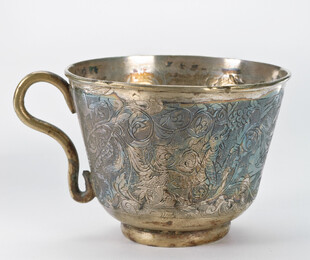 古旧银质单柄杯