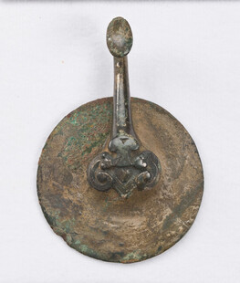 古青铜带柄镜